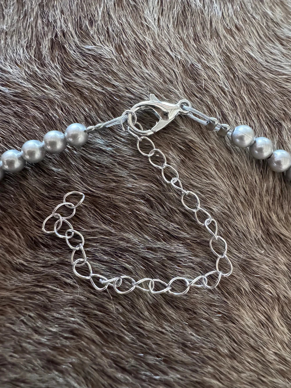 Handmade Silver Plated 4mm Beaded Necklace 14"